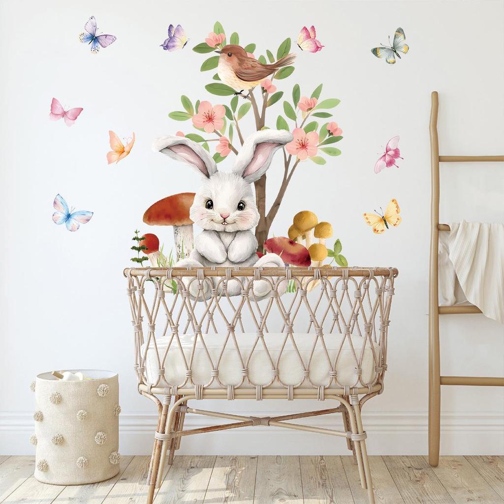 Easter 2026 Cartoon Rabbit & Butterfly Electrostatic Window Stickers