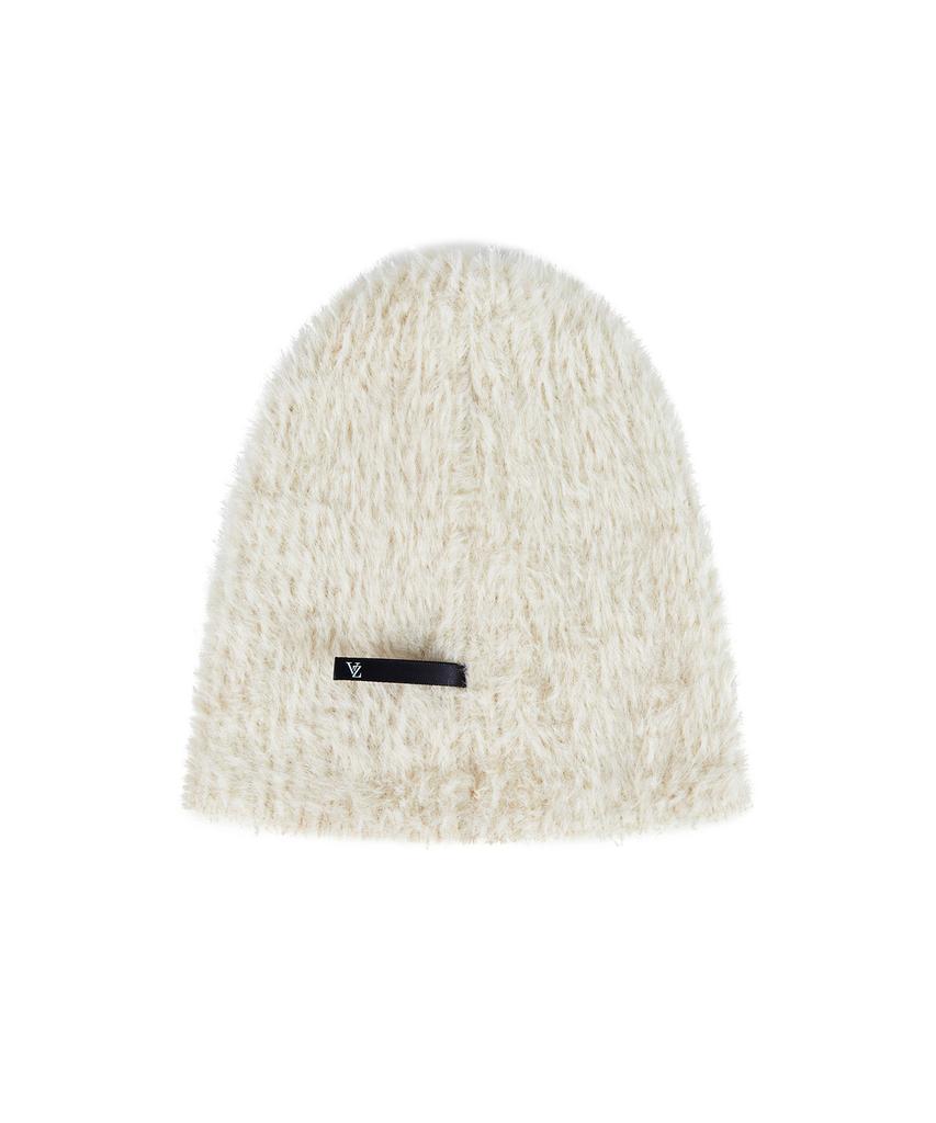 Bajal Va Brooch Soft Angora Beanie Cream