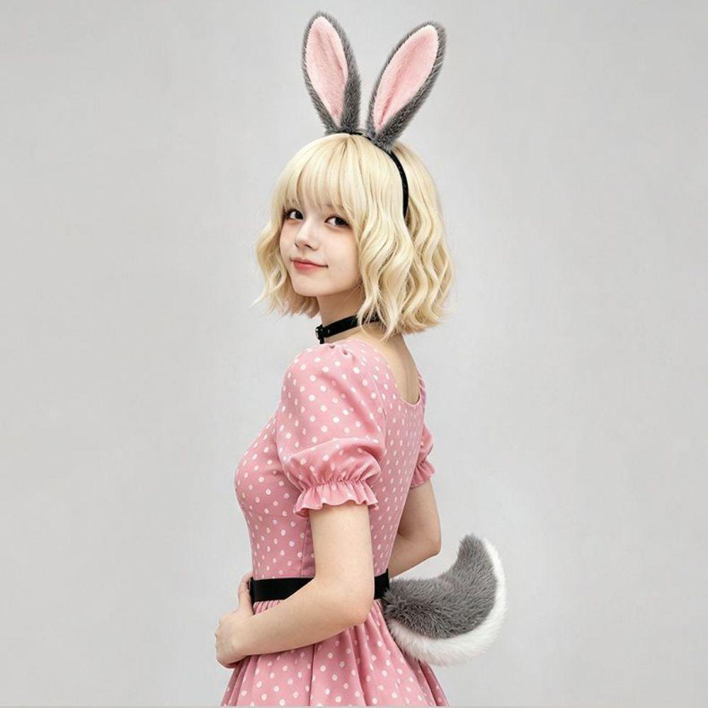 Animal Ear Long Rabbit Ears Headband Cute Decorative Headband Plush Bunny Ear Hair Hoop  Daily Wear
