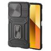 Armored Case for Xiaomi Redmi Note 13 5G, CamShield Slide, Black + 9H Tempered Glass