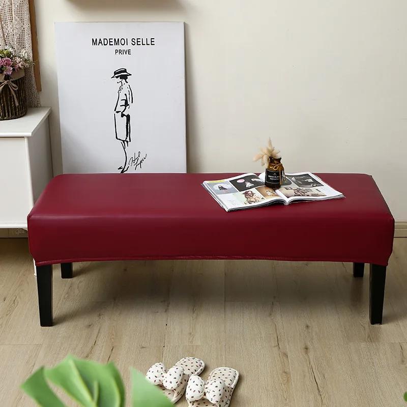 Waterproof Dining Bench Cover PU Stretch Washable Upholstered Bench Slipcover Seat Protector Bench Covers for Dining Room