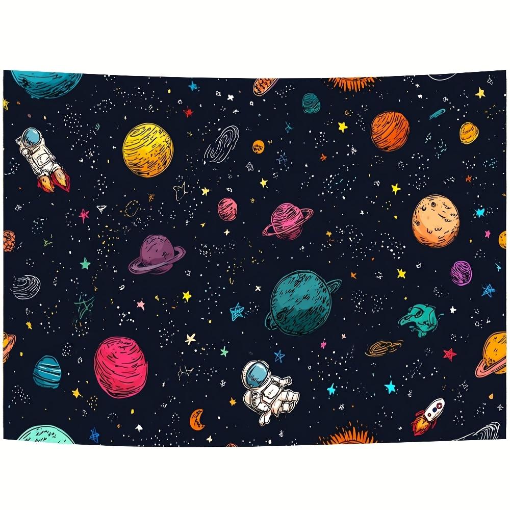 2D. 1 piece featuring cartoon stars planets space and astronauts. Suitable for home decoration and event decoration.