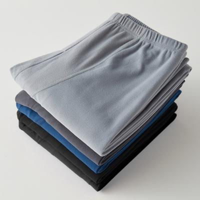 Men Pants Elastic Waist Double-Sided Brushed Thermal Insulation Long Johns Solid Color Mountaineering Vacation Travel Work School Bottoming Trousers