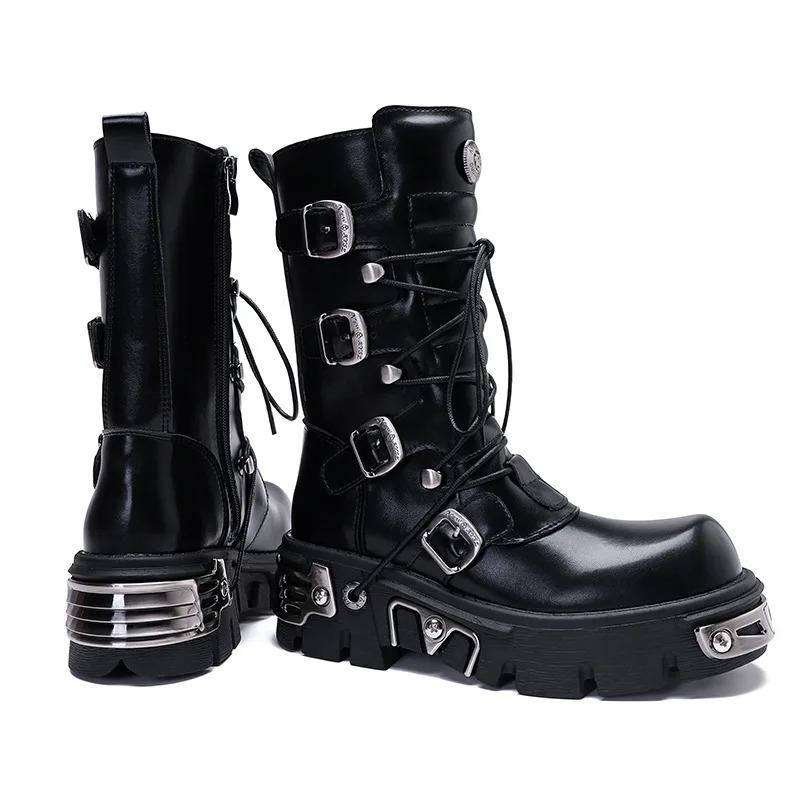 Fashion Retro Rock Shoes Boots For New Dark Punk Leather Shoes Metal Niche Motorcycle Platform Shoes For Women