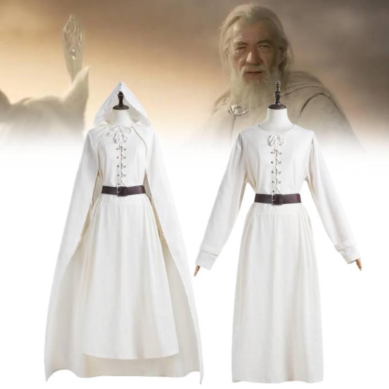Stupendo Set Costume Cosplay di Gandalf per Halloween con Mantello e Tuniche Unisex