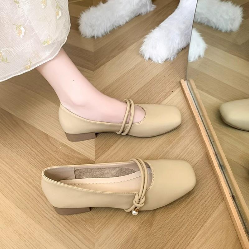 Mary Jane High Heels with Skirt Small Leather Shoes Single Shoes Women's New Women's Shoes Spring and Autumn Comfortable Flats