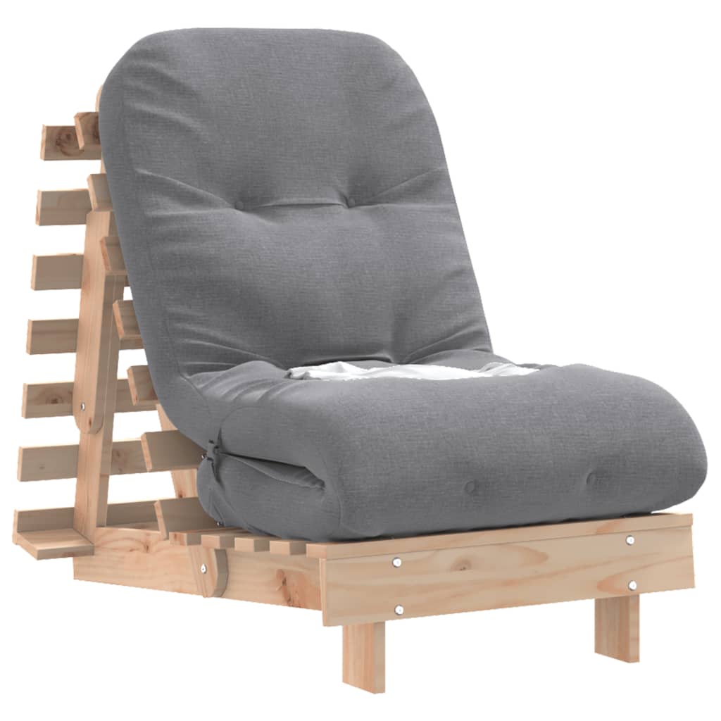 Futon Type Folding Sofa, With Mattress, 60X206X11 Cm, Pine