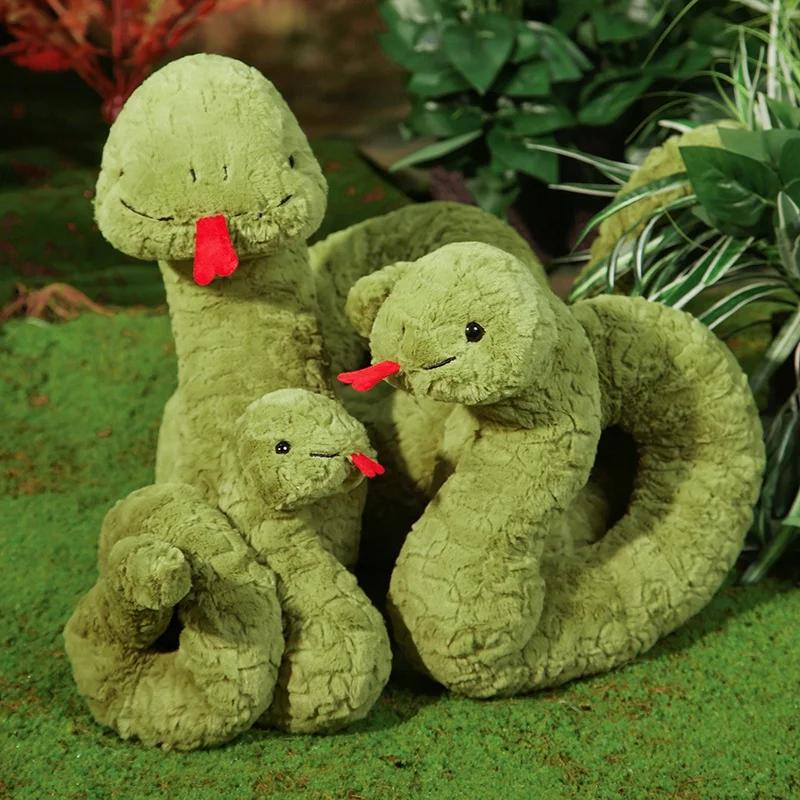 Lovely Giant Green Boa Plush Toy Doll Snake Pillow Throw Pillow Forest Family Boy Birthday Gift Living Room Decoration