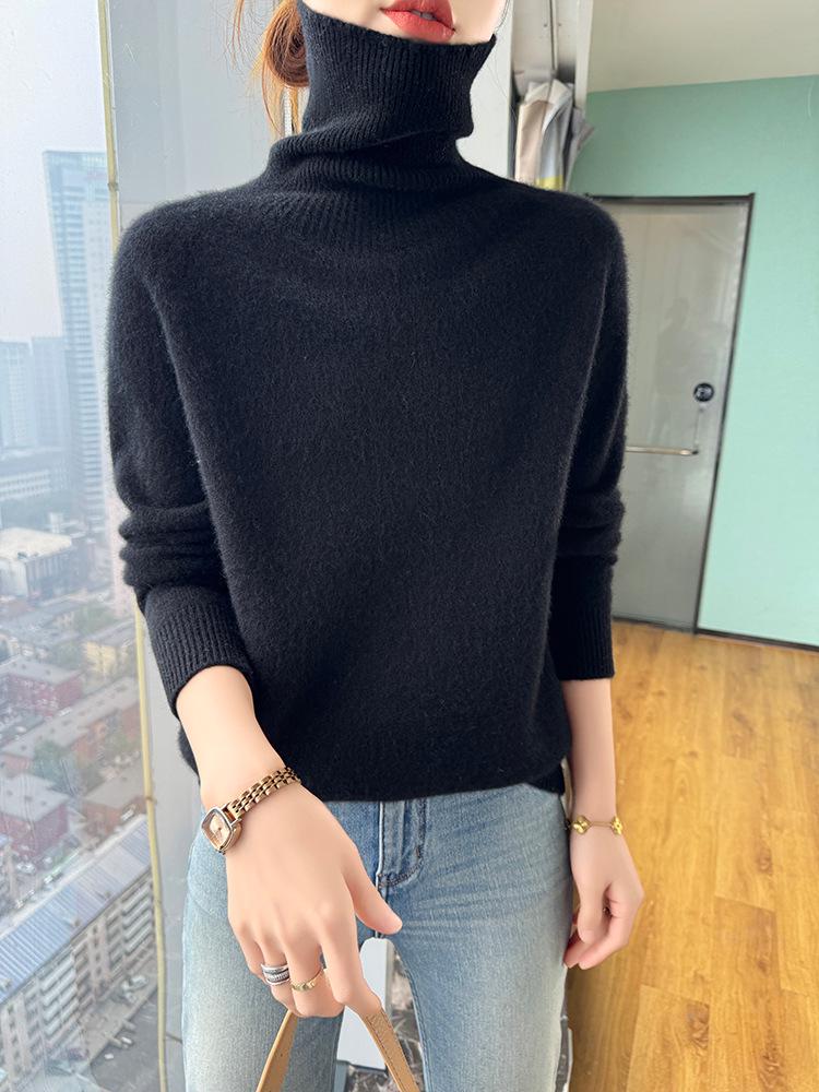 Women's Cashmere High-Neck Sweater, 2025 Style: Thickened Saddle Shoulder, High-End Fashion, Loose Fit