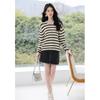 Mokana Korean Style Striped Long-Sleeve Knit Top