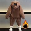Completi Invernali Imbottiti per Bambini Tuta Ispessita Autunnale Felpa con Cappuccio in Pile Pantaloni della Tuta Set da 2 Pezzi Outfit Caldo per Bambini