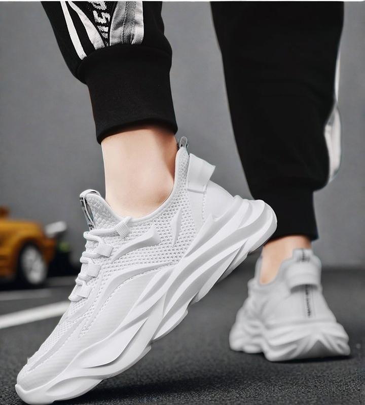 

Мужская спортивная обувь, сетчатая, повседневная, дышащая, для активного отдыха и путешествий, нескользящая, из летящего трикотажа, увеличивающая рост, обувь для ходьбы для мужчин 41 белый