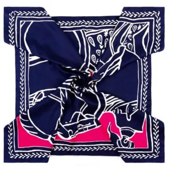 90cm Manual Hand Rolled Twill Silk Scarf Women Horse Print Square Scarves Echarpes Foulards Femme Wrap Lady Scarves