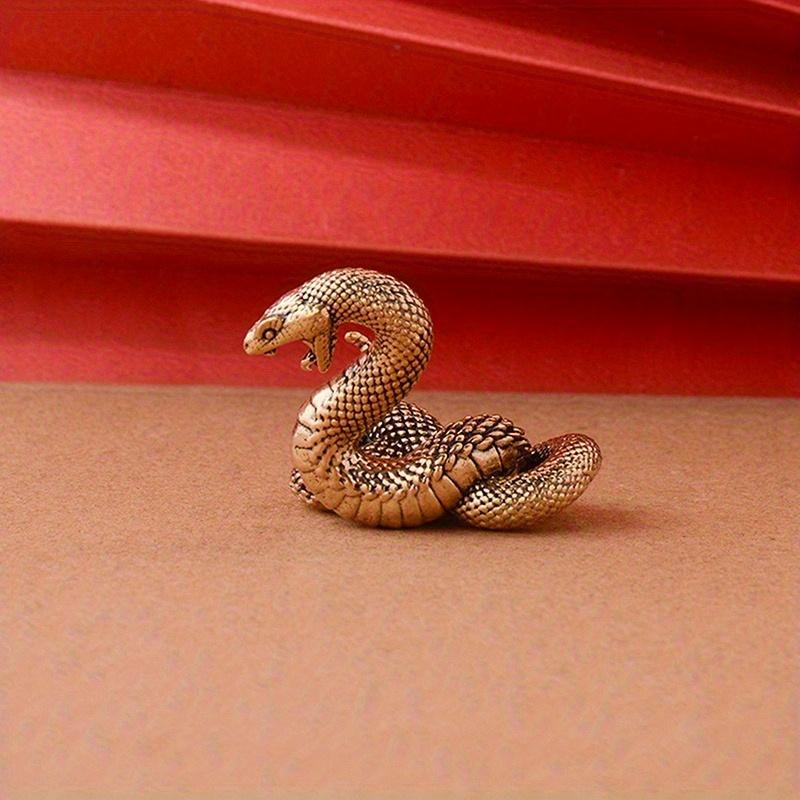 1pc Traditional Brass Snake Figurine Traditional Brass Figurines Zodiac Collectible Desk Ornaments Home Office Decor Tea Pet