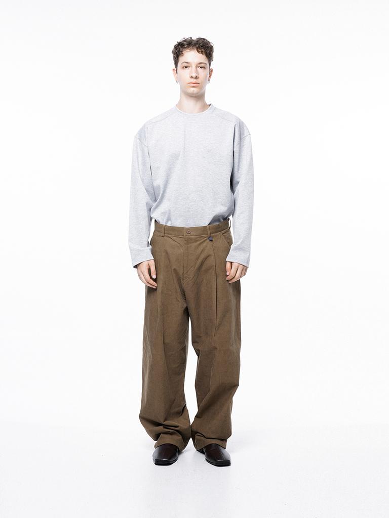Chaenseseunoi Corduroy One-Tuck Wide Pants - Brown /M243Pt01Br