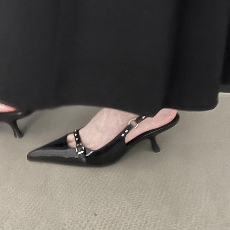 Fashion 2025 New Brand Women Sandals Fashion Solid Color Buckle Pointed Toe Shallow Slip on Party Ladies Modern Shoes Zapatos Mujer