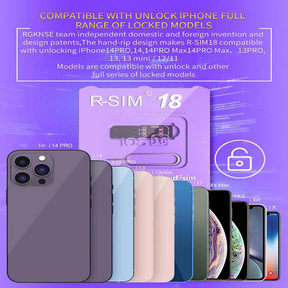 For iPhone 14 Plus 13 12 11 Pro Max X XR IOS 16 R-SIM18 RSIM 18 Nano Unlock Card