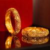 Chinese Dragon & Phoenix Retro Gold Bangle for Bride Xiuhe Dress