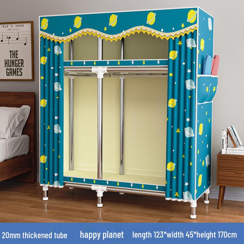 Thickened Steel Pipe Fabric Wardrobe for Dorm or Bedroom Storage
