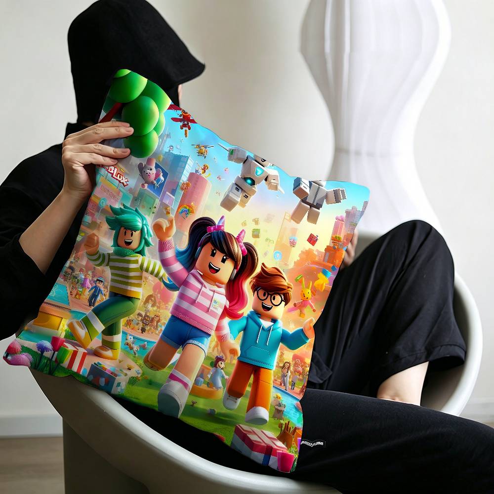 Hot Game R-Robloxs-X Cool Pillow Covers Cartoon Sofa Decorative Home Double-sided Printing Short Plush Cute Cushion Cover