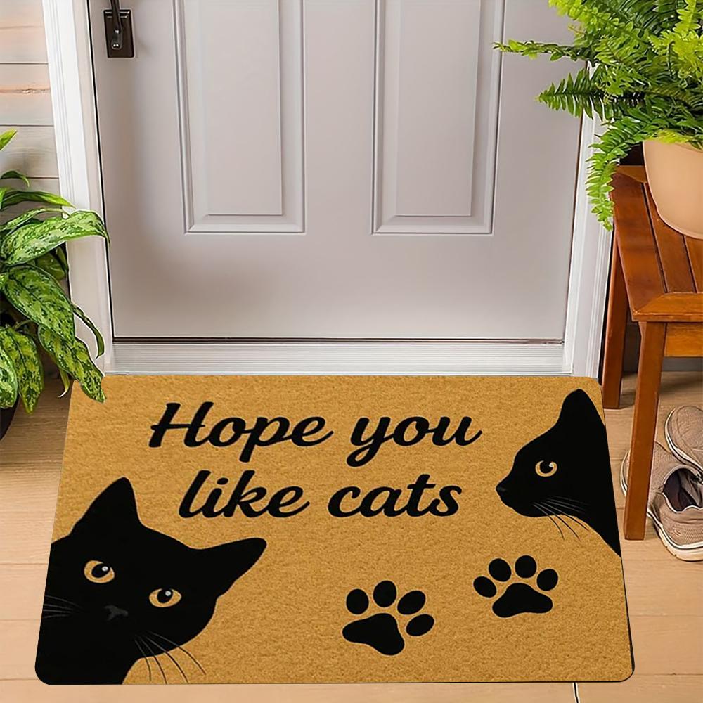 “hope You Like Cat”Cute Cat WELCOME Rug Doormat Living Room Bedroom Entrance Door Floor Mat Hallway Backyard Foot Mat Home Decor