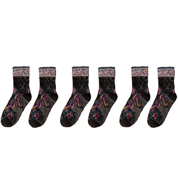 3 Pair Korean Style Women Socks Cotton Harajuku Ladies Winter Socks Set Kawaii Flower Print Fashion Streetwear Cute High Quality