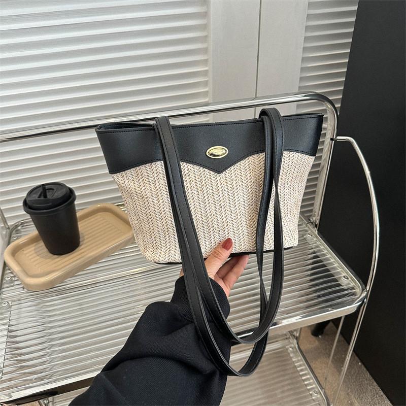 Fashionable Summer Bucket Bag Medium-sized Pu Leather Shoulder Handbag With Zipper чёрный