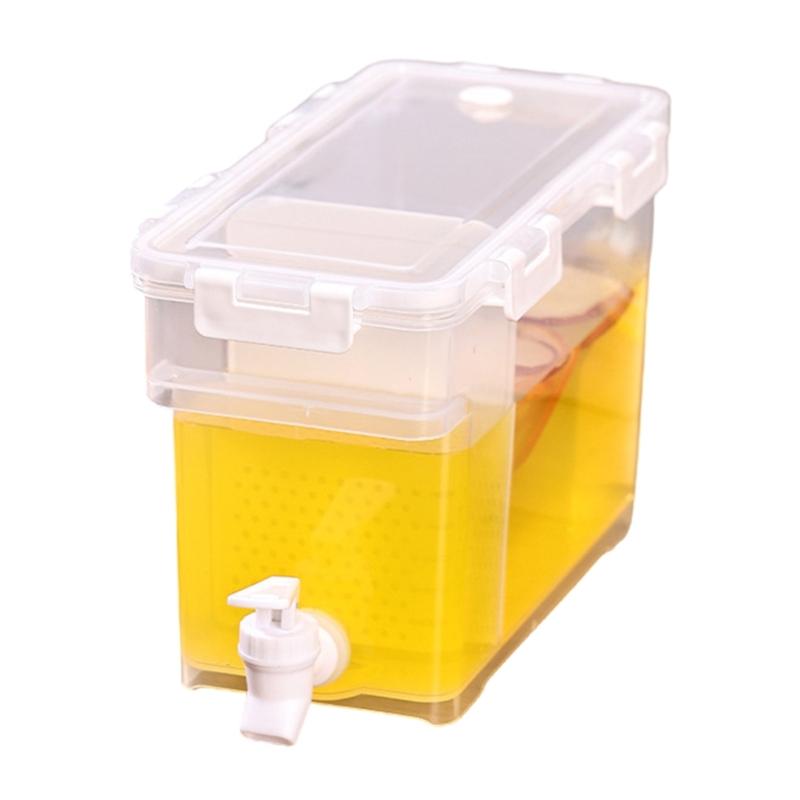 

Leak Proof Plastic Cold Beverage Dispenser With Tap Refrigerator Water Pitcher Fridge Storage Cocktails Serving Kettle слонова кістка/білий