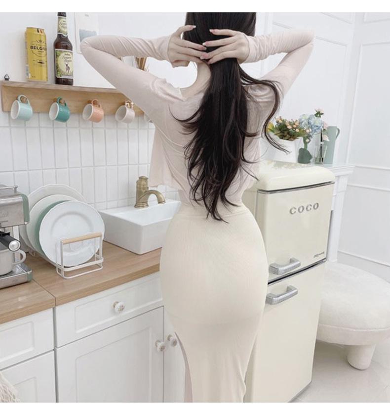 Elegant Korean High-Waisted Slimming Slit Bodycon Skirt