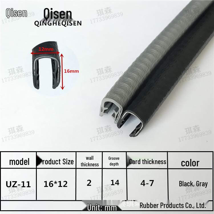 U-formad gummitätningskantlist för metallskydd