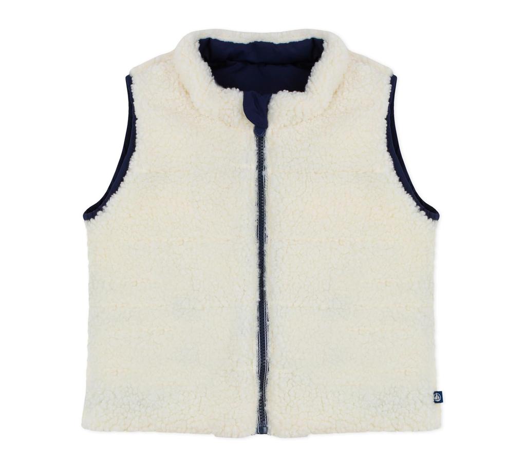 Petit Bateau Reversible Quilted Vest Size 36 95cm A0DU5, Navy/Off-White, Months,