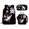 Classic Novelty Cool Fantasy Space Astronaut 3D Print 3pcs/Set Pupil School Bags Laptop Daypack Backpack Lunch Bag Pencil Case