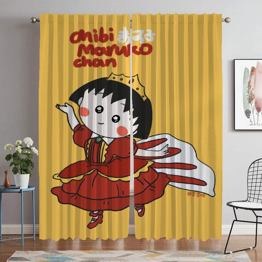 

Тюль Chi-bi Maruko для спальни, затемняющие шторы для гостиной, занавески для домашнего интерьера, 2 шт., абажуры, украшение на Хэллоуин W50xH70cmx2pcs-CL