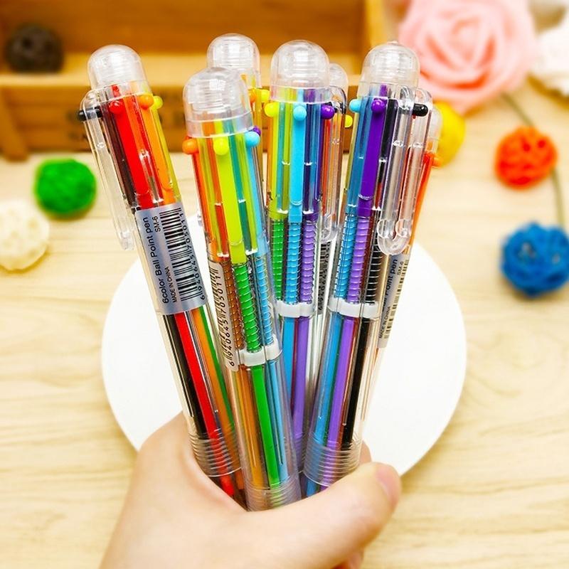 5Pcs Transparent Cartoon Ballpoint Pen Creative Cute Colorful Swivel Supplies School&Office Supplies