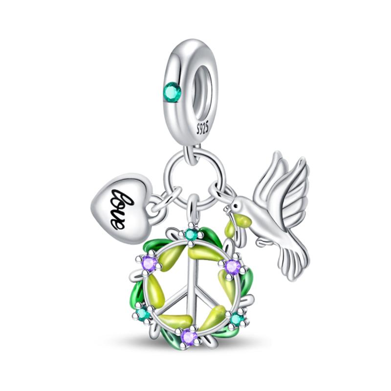 Copper Peace Dove Olive Branch Angel Love And Peace Best Wishes Charms Beads Fit Pan Original Bracelets Diy Fine Jewelry