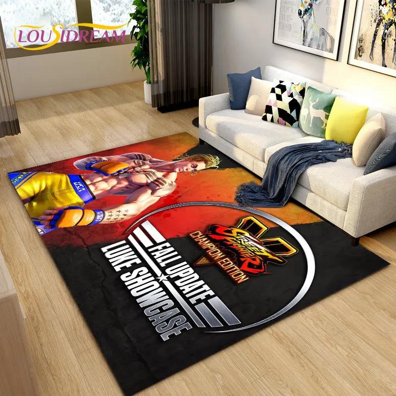 Street Fighter Retro Game Gamer Area Rug,Carpet Rug for Living Room Bedroom Sofa Doormat Decoration, Kid Play Non-slip Floor Mat