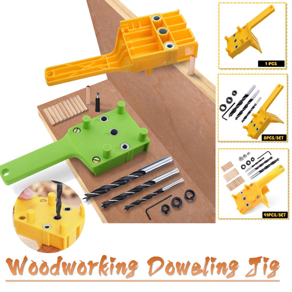 41PCS Handheld Woodworking Dowel Jig Set Wood Hole Drilling Guide DIY Tool 6//8mm