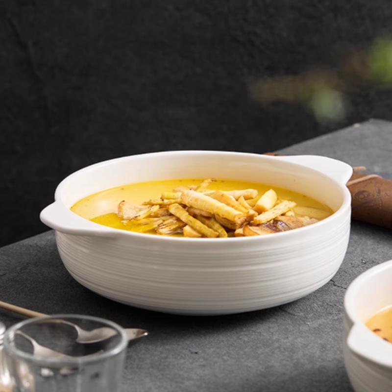 Chinese Retro Double-Handle Ceramic Soup Bowl