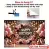 2D Flat Printing Banner, 1 Piece, Elegant Happy Birthday, Background Banner - Rich Floral and Balloon Design