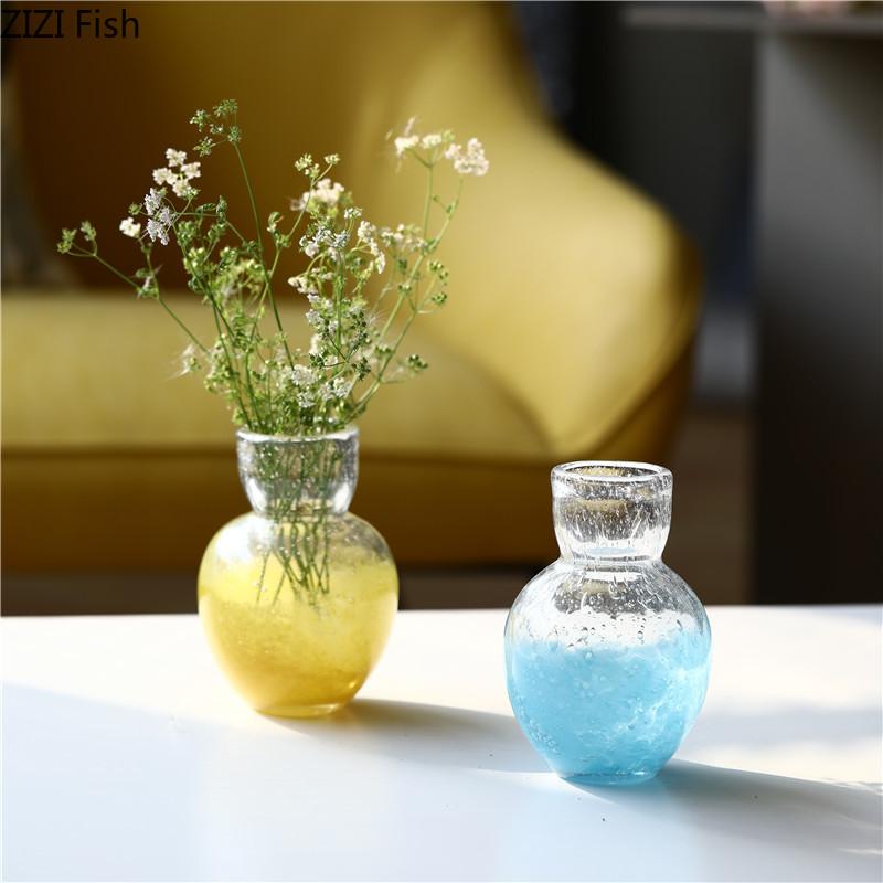 Lovely Colorful Bubble Glass Vase Small Flower Pots Table Decoration Flower Arrangement Floral Vases Room Aesthetic Decor