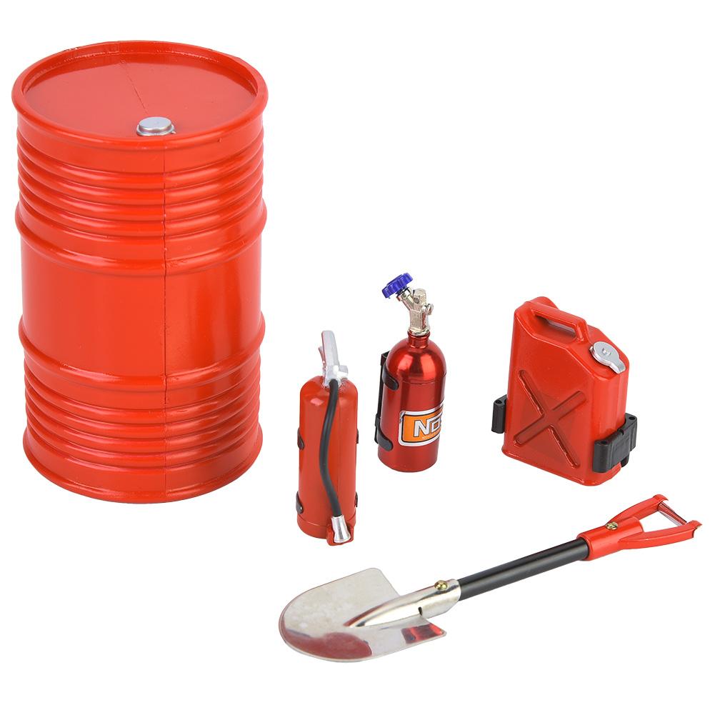 Fire Extinguisher Oil Drum Shovel Nitrogen Bottle Fit for SCX10 D90 TRX4 1 10 RC Car (Red)