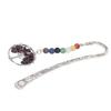 Stone Tree Bookmark Decorative Exquisite Healing 7 Chakra Metal Bookmark for Teacher Students Women Garnet