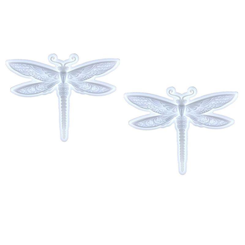 A33R-2PCS Dragonfly Silicone Mold Large Epoxy Resin Dragonfly Shape Molds 3D Unique Animal Pendant Wall Hanging Mould
