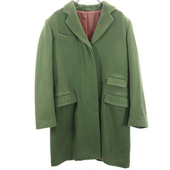 Paul Smith Wool Blend Herringbone Coat 40 Khaki Women Used