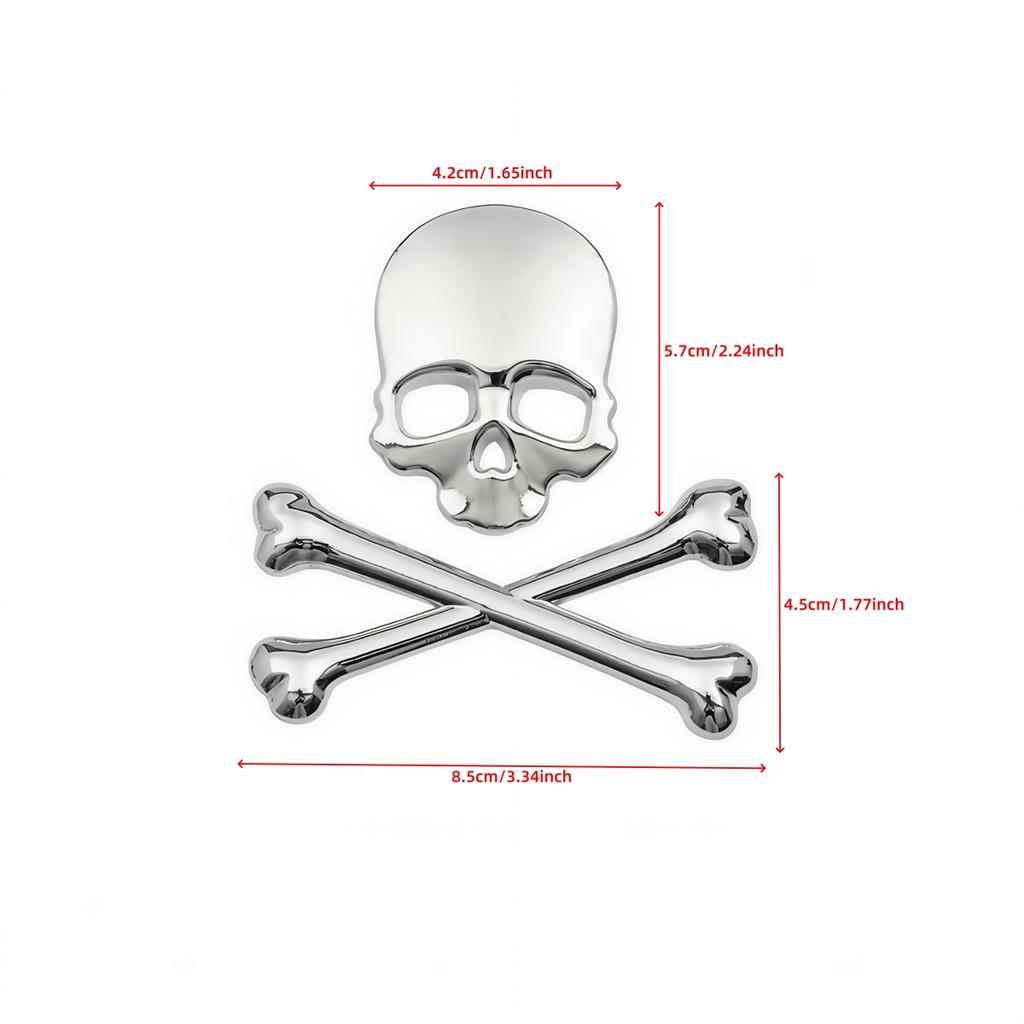 3D Metall Totenkopf Emblem Aufkleber für Autos und Motorräder, Universaltyp, Geeignet für Kotflügel und Hauben, Geeignet für Fahrräder, Cruiser Motorräder,