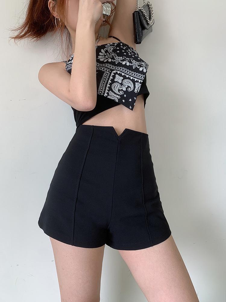 

2023 Летние Женские Модные Шорты с Завышенной Талией, Слим, Широкие, Повседневные 3XL чёрный