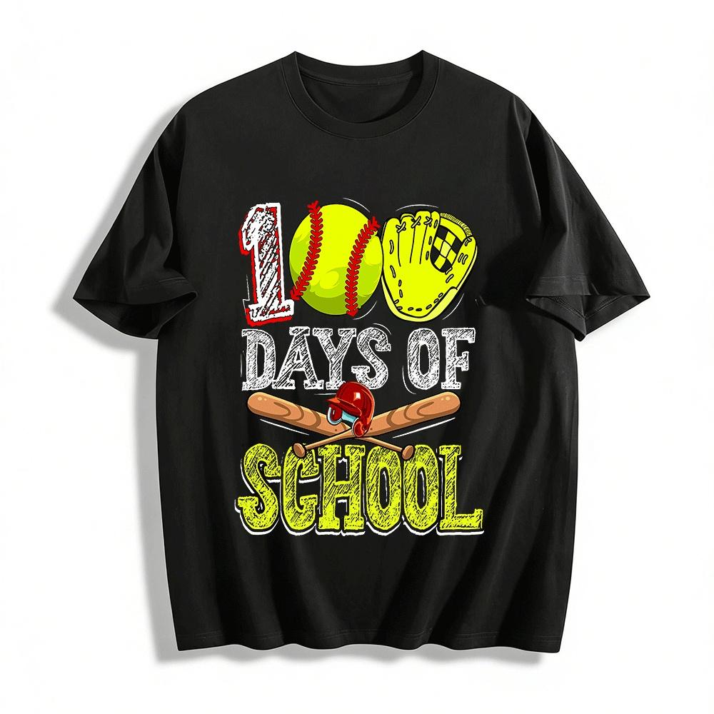 

100 Days Of School Baseball Themed Kids Back To School Tee Pure cotton T-shirt XXS