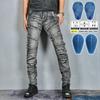 Motorradjeans Herren Lokomotive Reithose, Kevlar reißfest Racing elastisch sturzfest Hose, Silikon Schutzausrüstung