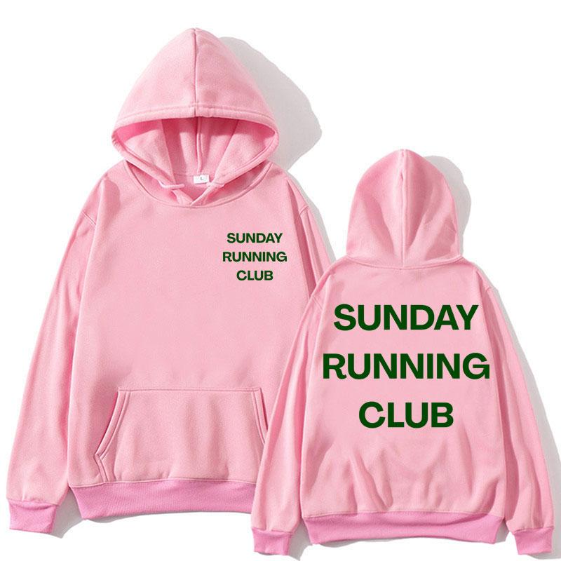 Klub Biegowy Niedzielny Graficzne Bluzy z Kapturem Mężczyźni Kobiety Sportowe Jogging Długi Rękaw Polar Luźne Streetwear
