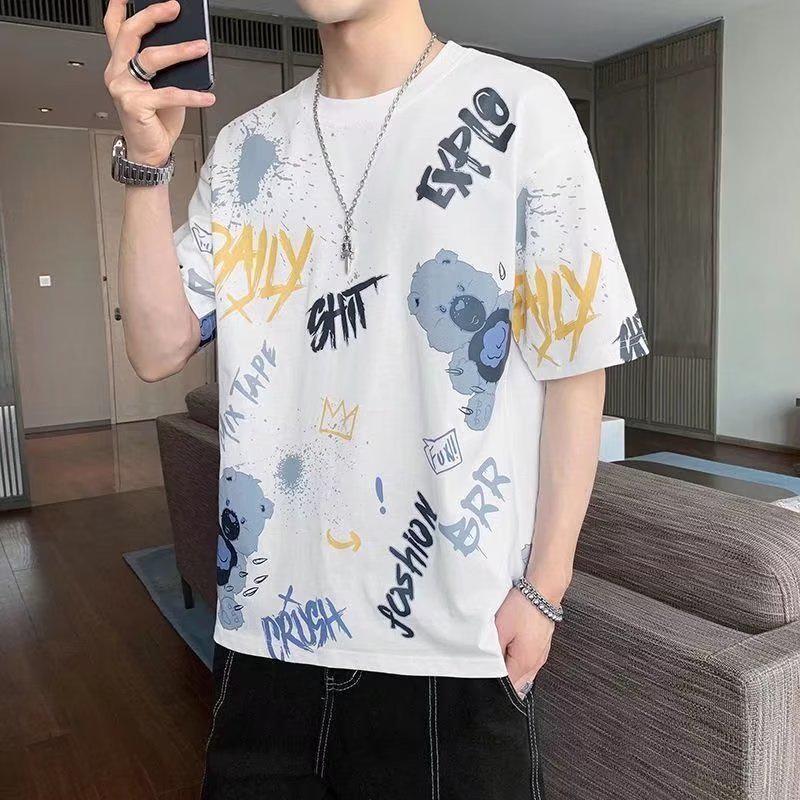 Herren 2024 Kurzarm Locker Rundhals T-Shirt - Sommer-Trend im Hongkong-Stil